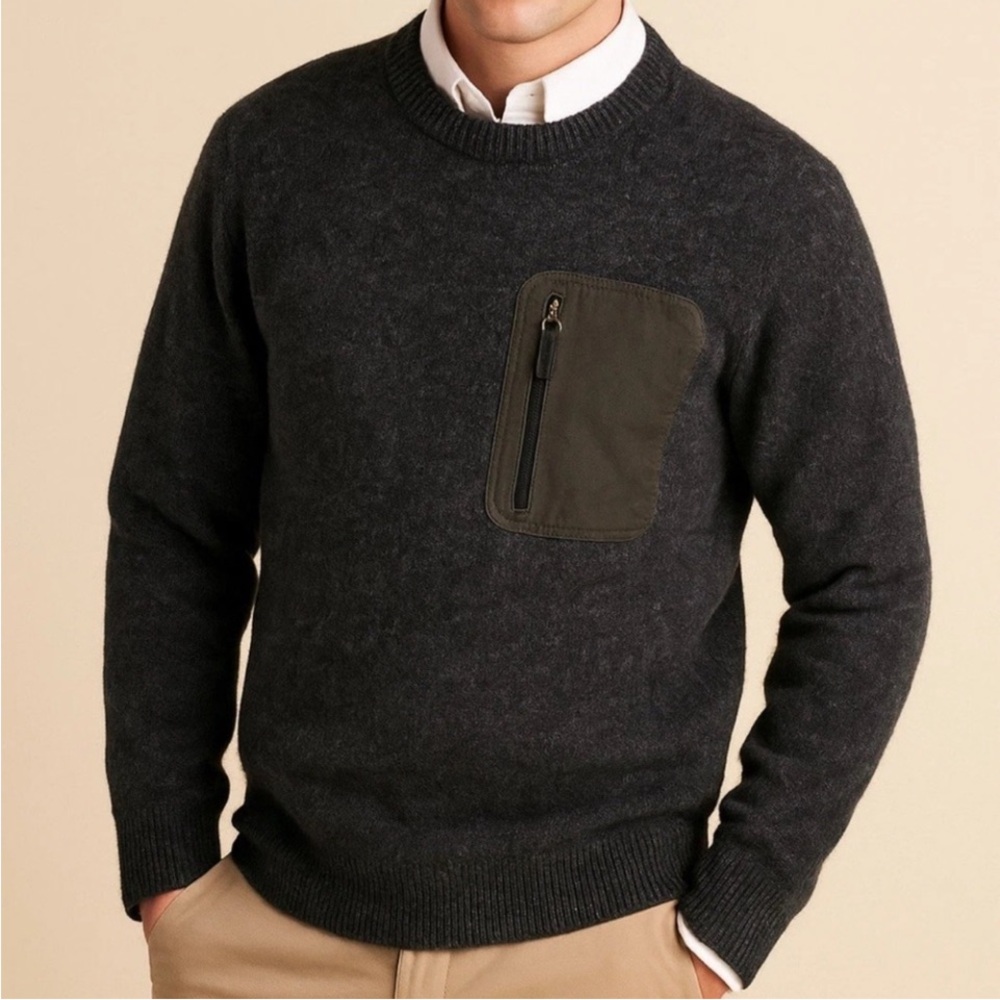 NWT L.L.Bean Men's Maine Guide Black Merino Sweater Size XXL Tall